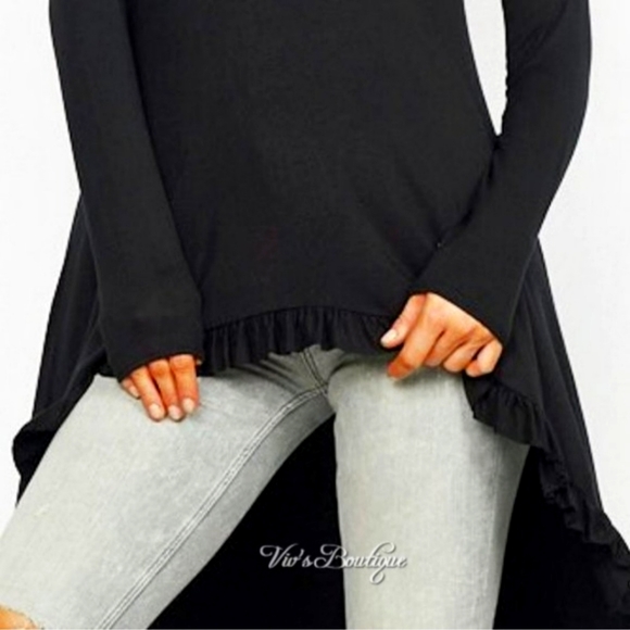 NEW Black Ruffled High Low Tunic - Picture 7 of 8